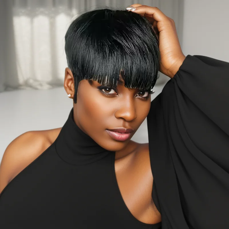 Короткие многослойные прямые человеческие волосы с стрижкой пикси, машинное производство, парик Реми
Короткие многослойные прямые человеческие волосы с стрижкой пикси, машинное производство, парик Реми