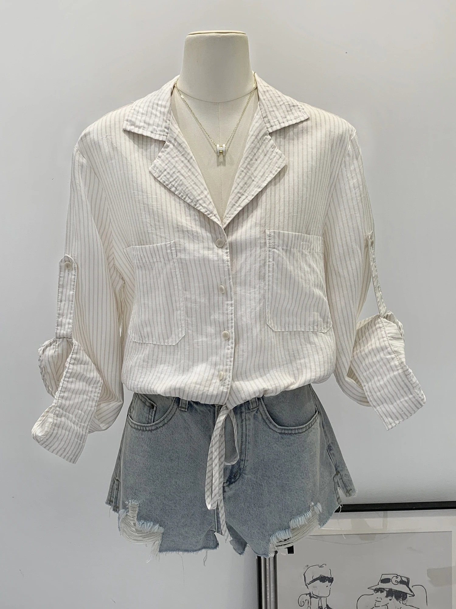 Linen Silk Long Sleeve Striped Shirt Women's Autumn New Style Beautiful Small Top Korean Style Loose Fit Collar Button up
Linen Silk Long Sleeve Striped Shirt Women's Autumn New Style Beautiful Small Top Korean Style Loose Fit Collar Button up