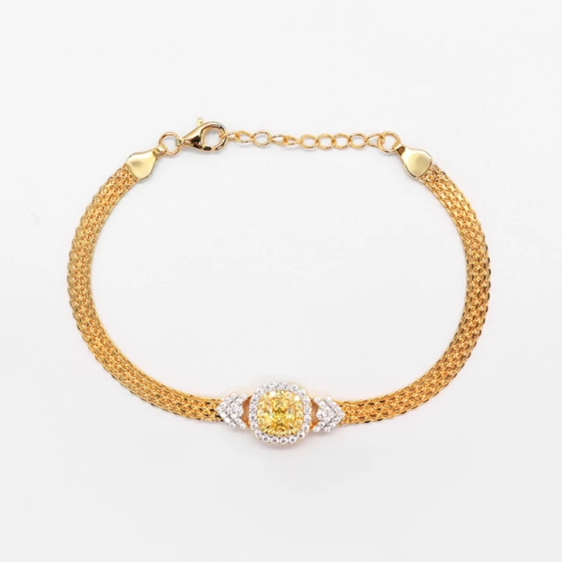 Bellux Vintage Weave Chain Gold Bracelet for Women S925 Silver Synthetic Gem Ice Cut Square Yellow Diamond Bracelet
Bellux Vintage Weave Chain Gold Bracelet for Women S925 Silver Synthetic Gem Ice Cut Square Yellow Diamond Bracelet