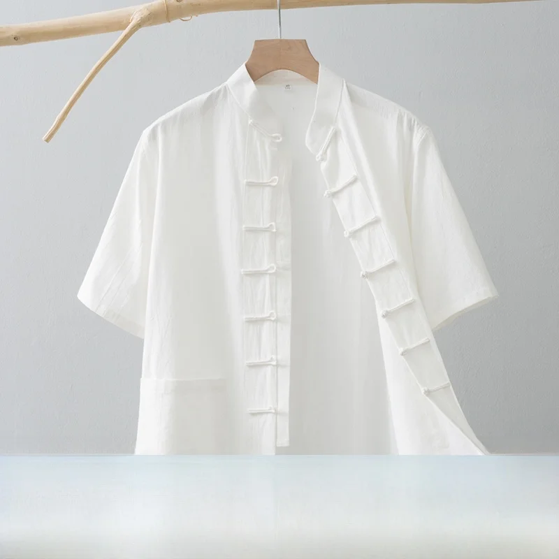 Мужская летняя тонкая рубашка из хлопка и льна с воротником-стойкой, в стиле ханьфу, танский костюм, ретро, на пуговицах, китайский стиль, повседневная одежда
Мужская летняя тонкая рубашка из хлопка и льна с воротником-стойкой, в стиле ханьфу, танский костюм, ретро, на пуговицах, китайский стиль, повседневная одежда
