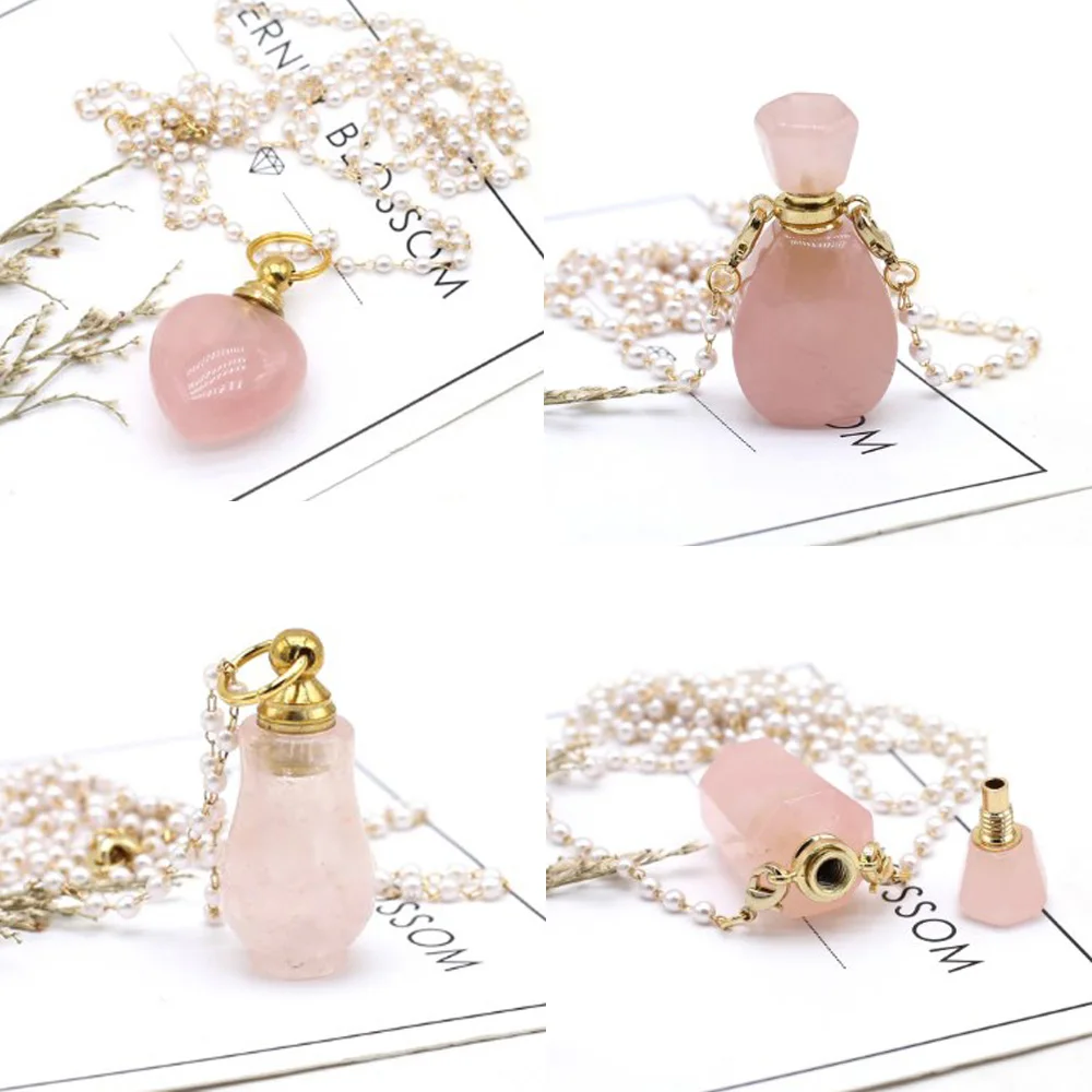 Natural Stone Rose Quartz Perfume Bottle Pendant Necklace Essential Oil Diffuser Pearl Chain Vial Jewelry Pendant Necklace
Natural Stone Rose Quartz Perfume Bottle Pendant Necklace Essential Oil Diffuser Pearl Chain Vial Jewelry Pendant Necklace