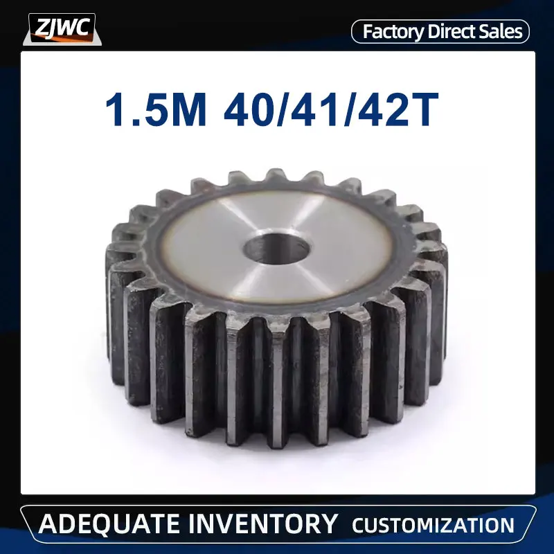 Flat Gear 1.5M-40T 41T 42T 45# Steel Cylindrical Gear Height 15 mm High Frequency Quenching Teeth
Flat Gear 1.5M-40T 41T 42T 45# Steel Cylindrical Gear Height 15 mm High Frequency Quenching Teeth