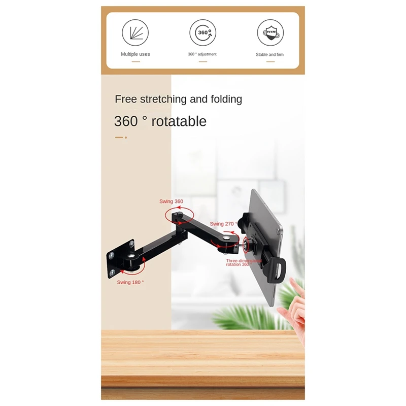Wall Mount Tablet Stand Adjustable Long Arm Stretchable Cell Phone Stand For 4-13 Inches
Wall Mount Tablet Stand Adjustable Long Arm Stretchable Cell Phone Stand For 4-13 Inches