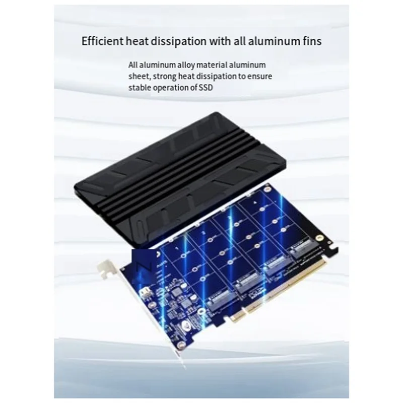 PCIEX16 NVME PCB PH44 NVME 4-Disk Array Card PCIE Signal Split Array Card With Heat Sink Aluminum Sheet
PCIEX16 NVME PCB PH44 NVME 4-Disk Array Card PCIE Signal Split Array Card With Heat Sink Aluminum Sheet