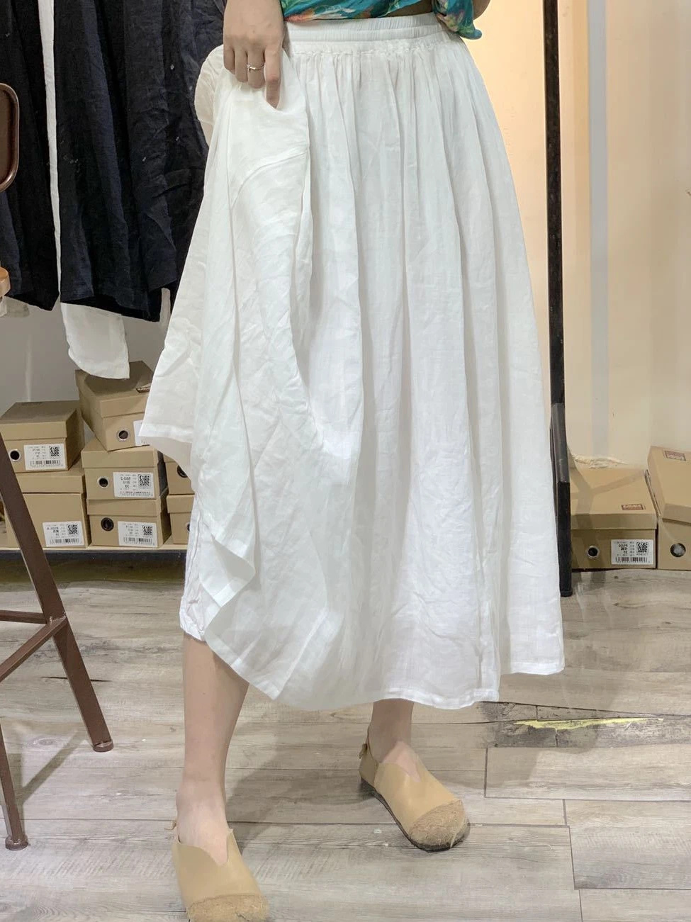 Повседневная свободная юбка-миди с эффектом похудения, большие размеры, цветная эластичная талия, с поясом, женская корейская плиссированная юбка трапециевидной формы для поездок на работу...
