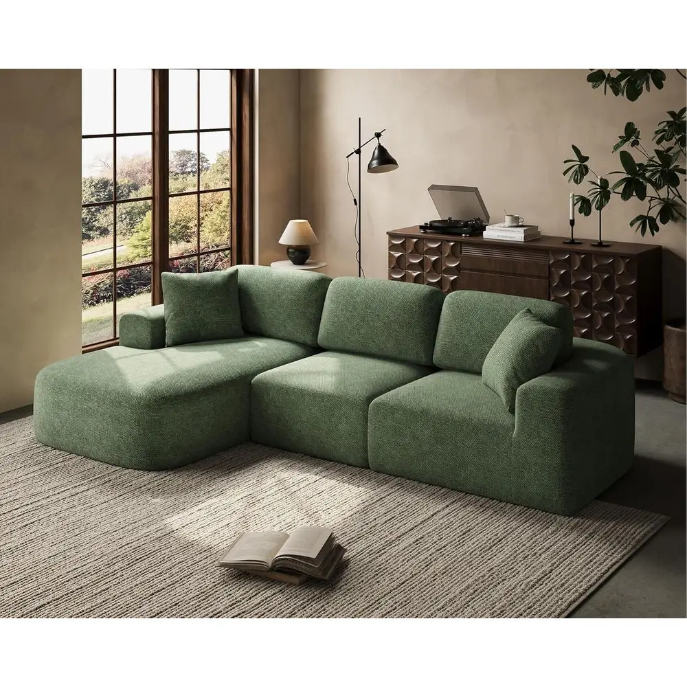10.7 ft L-Shaped Sectional Sofa with Chaise, No Assembly, Woven Upholstery, Convertible Design, Forest Green
10.7 ft L-Shaped Sectional Sofa with Chaise, No Assembly, Woven Upholstery, Convertible Design, Forest Green