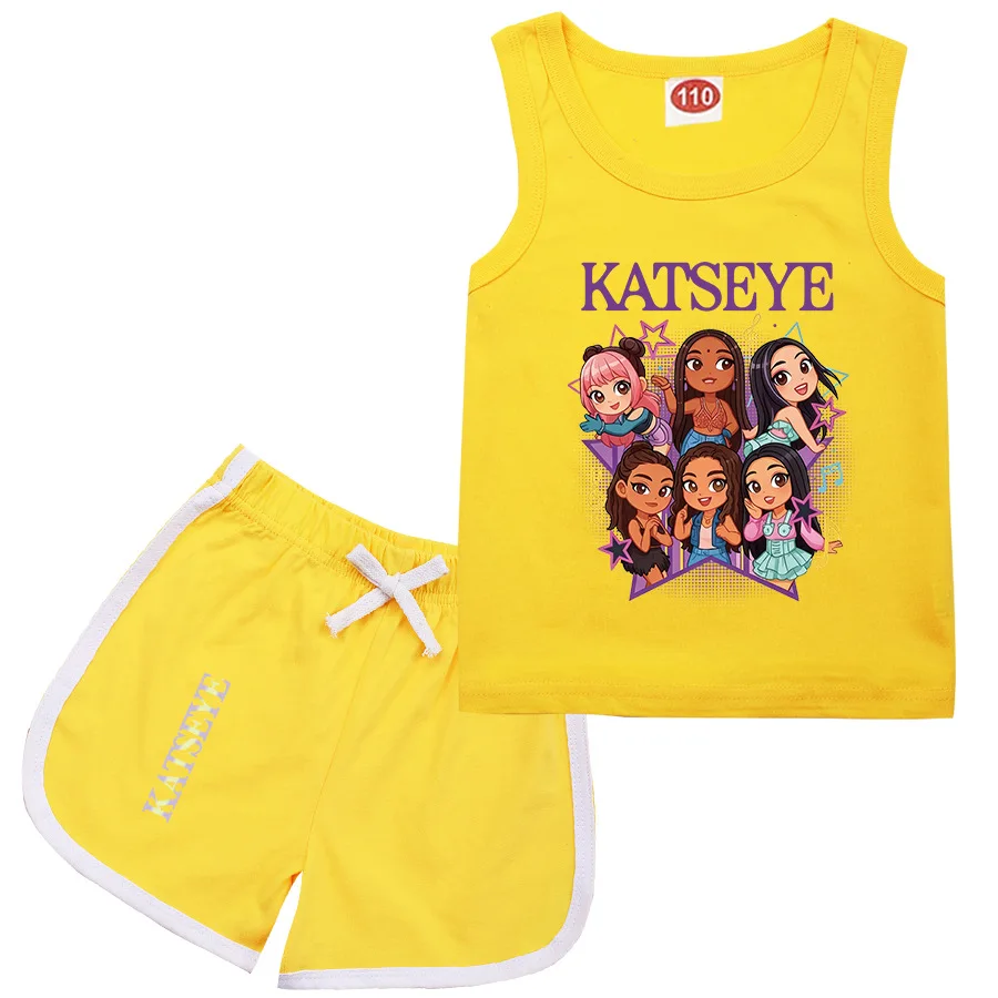 KATSEYE KPOP T-shirt Suit for Children 2026 Summer Sleeveless Vest Top +shorts 2pcs Set Teen Girls Home Wear Kids Casual Outfits
KATSEYE KPOP T-shirt Suit for Children 2026 Summer Sleeveless Vest Top +shorts 2pcs Set Teen Girls Home Wear Kids Casual Outfits