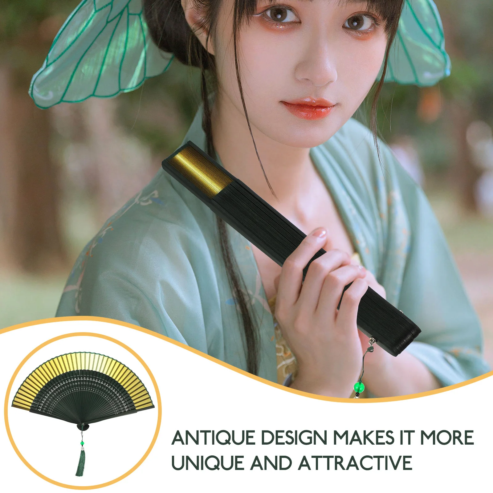 Chinese Folding Fan Vintage Bamboo Handheld Tassel Sturdy Bone for Dance Wedding Photography Prop Elegant Decorative Fan
Chinese Folding Fan Vintage Bamboo Handheld Tassel Sturdy Bone for Dance Wedding Photography Prop Elegant Decorative Fan