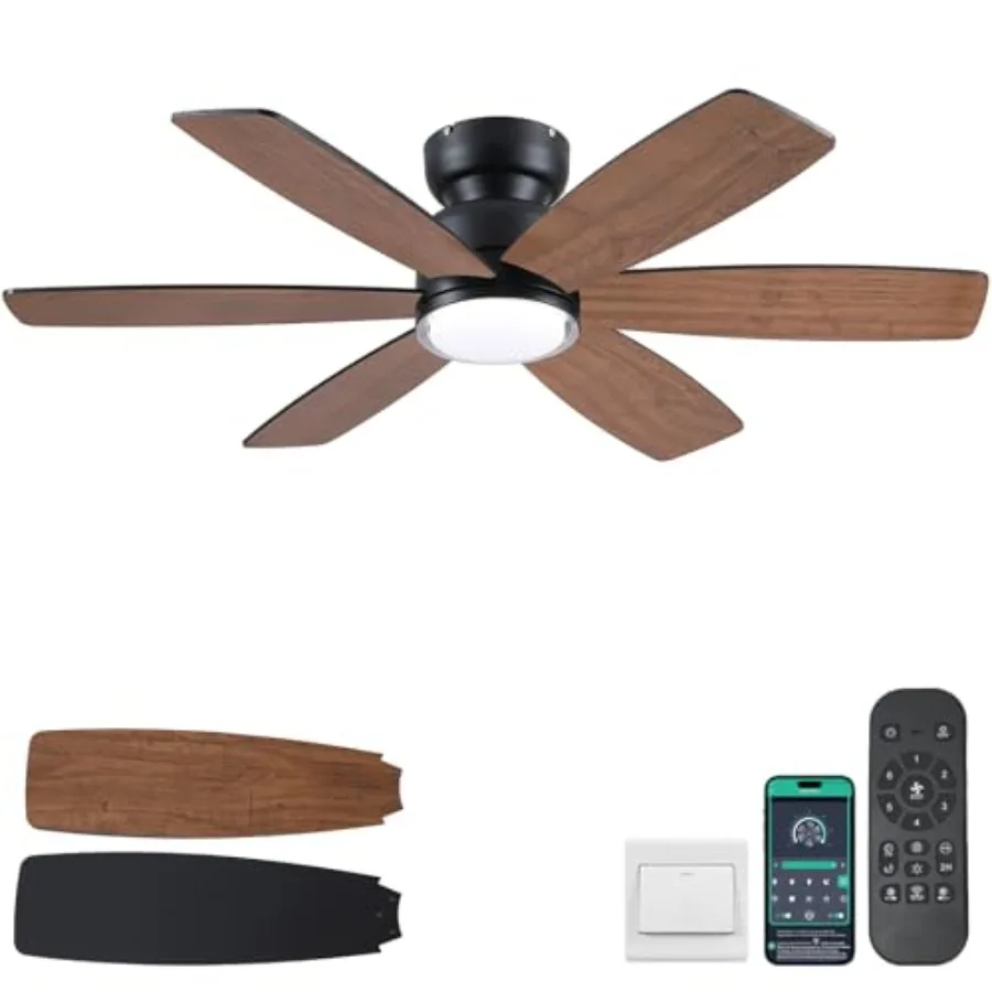 Rustic Ceilg Fans with Lights, Low Profile Flush Mount Ceiling Fan with Remote/APP Control, 6 Reversible Double-sided Blades, 3
Rustic Ceilg Fans with Lights, Low Profile Flush Mount Ceiling Fan with Remote/APP Control, 6 Reversible Double-sided Blades, 3