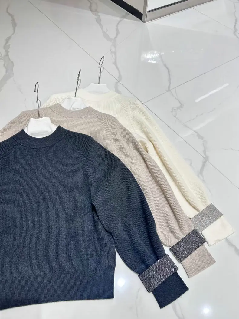 Женский осенне-зимний новый свитер с шерстяным воротником и длинными рукавами, прочный топ с бисером
Женский осенне-зимний новый свитер с шерстяным воротником и длинными рукавами, прочный топ с бисером