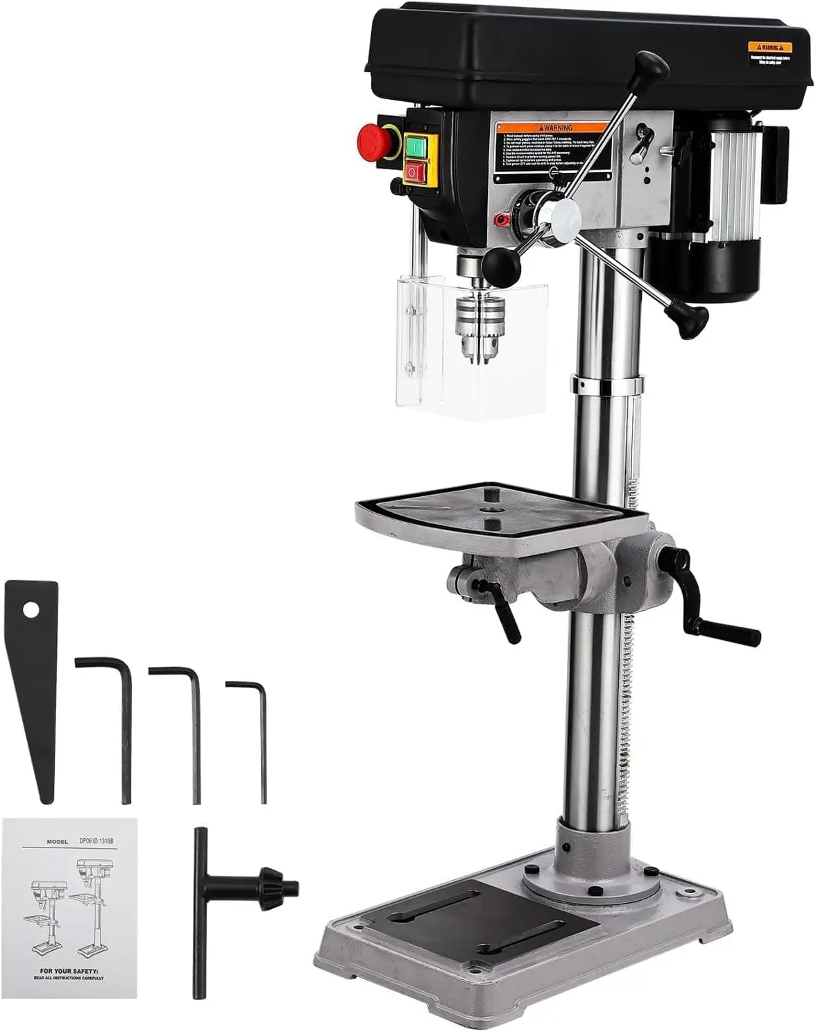 Variable Speed 288-3084 RPM,7.5 Amp 120V, Cast Iron Benchtop Drill Press with 0-45° Tilting Worktable for Wood and Metal
Variable Speed 288-3084 RPM,7.5 Amp 120V, Cast Iron Benchtop Drill Press with 0-45° Tilting Worktable for Wood and Metal