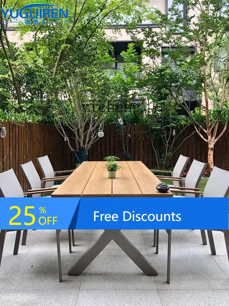 LYY outdoor table and chair patio with umbrella aluminum-plastic anticorrosive wood large table and chair combination
LYY outdoor table and chair patio with umbrella aluminum-plastic anticorrosive wood large table and chair combination