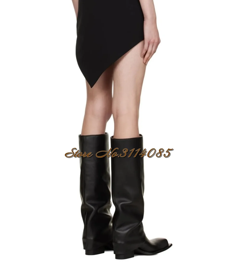 Women Black Matte Leather Middle Chunky Heel Knee High Boots Square Toe Turn Over Smoke Tube Boots Motorcycle Dress Shoes
Women Black Matte Leather Middle Chunky Heel Knee High Boots Square Toe Turn Over Smoke Tube Boots Motorcycle Dress Shoes