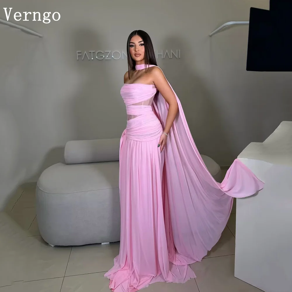 Verngo Pink Chiffon Evening Dress Strapless Mermaid Pleated Formal Dresses Elegant Modern Hand Made Prom Gowns Customized
Verngo Pink Chiffon Evening Dress Strapless Mermaid Pleated Formal Dresses Elegant Modern Hand Made Prom Gowns Customized