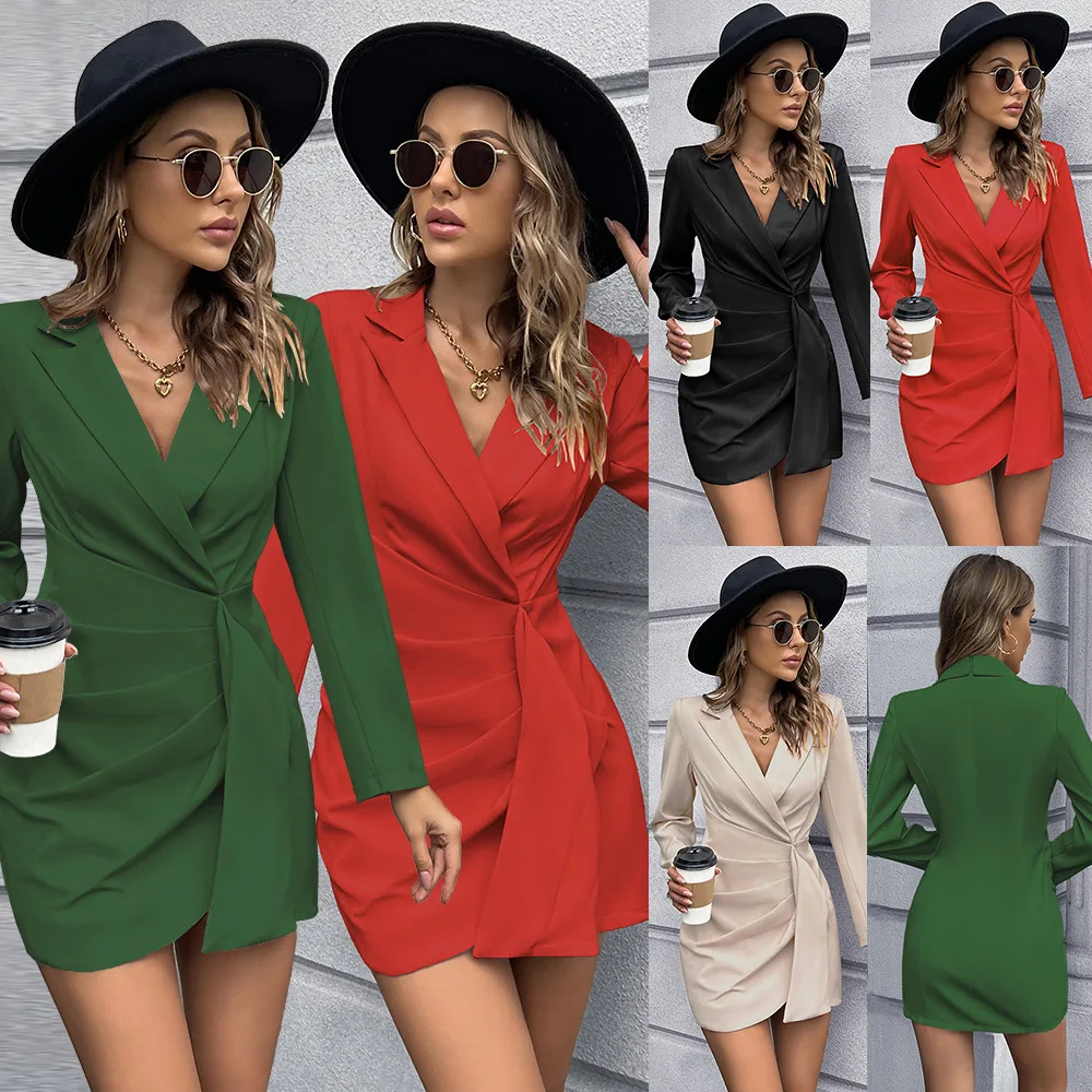2022 autumn and winter new waist tight thin suit dress suit European and American foreign trade large women's dress
2022 autumn and winter new waist tight thin suit dress suit European and American foreign trade large women's dress