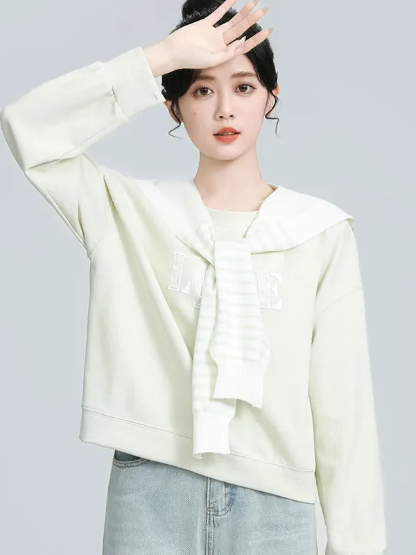 Sweet Style Women's round Neck Sweatshirt Fake Collar Striped Academic Style Spring Autumn New Arrival Comfortable Cotton Blend
Sweet Style Women's round Neck Sweatshirt Fake Collar Striped Academic Style Spring Autumn New Arrival Comfortable Cotton Blend