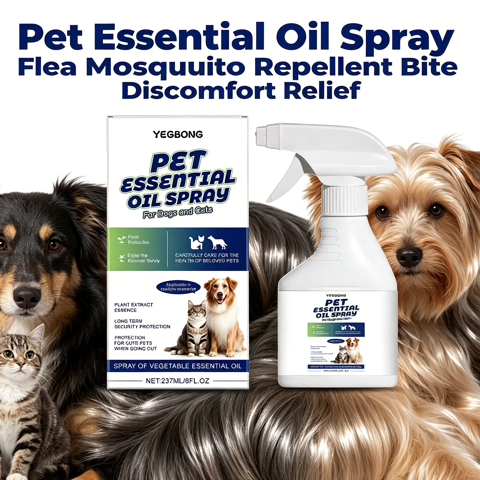 Pet Essential Oil Spray Freshening Scent Effectively Repel Fleas Mosquitoes Reduce Bite Discomfort Relieve Skin Itching 237ml
Pet Essential Oil Spray Freshening Scent Effectively Repel Fleas Mosquitoes Reduce Bite Discomfort Relieve Skin Itching 237ml