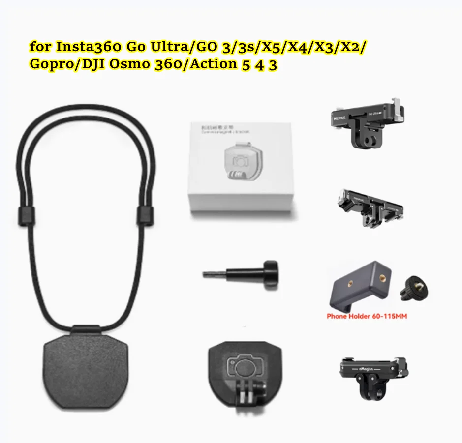 Universal Magnetic Neck Strap Holder Mount Bracket Adapter With Lanyard POV style for GoPro/Insta 360/DJI Camera accessories
Universal Magnetic Neck Strap Holder Mount Bracket Adapter With Lanyard POV style for GoPro/Insta 360/DJI Camera accessories