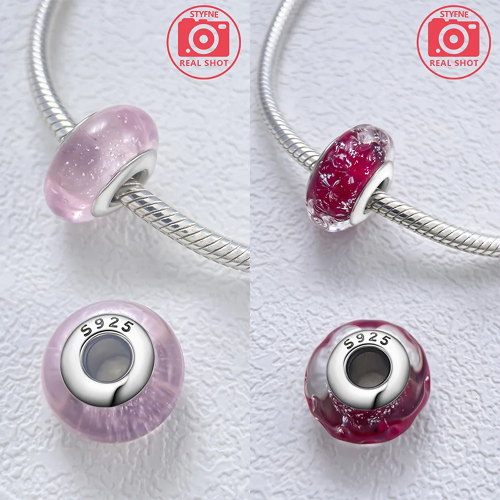 925 Sterling Silver Pink Blue Certified Glass Charm Beads Compatible Bracelet DIY Women Jewelry Making Supplies
925 Sterling Silver Pink Blue Certified Glass Charm Beads Compatible Bracelet DIY Women Jewelry Making Supplies