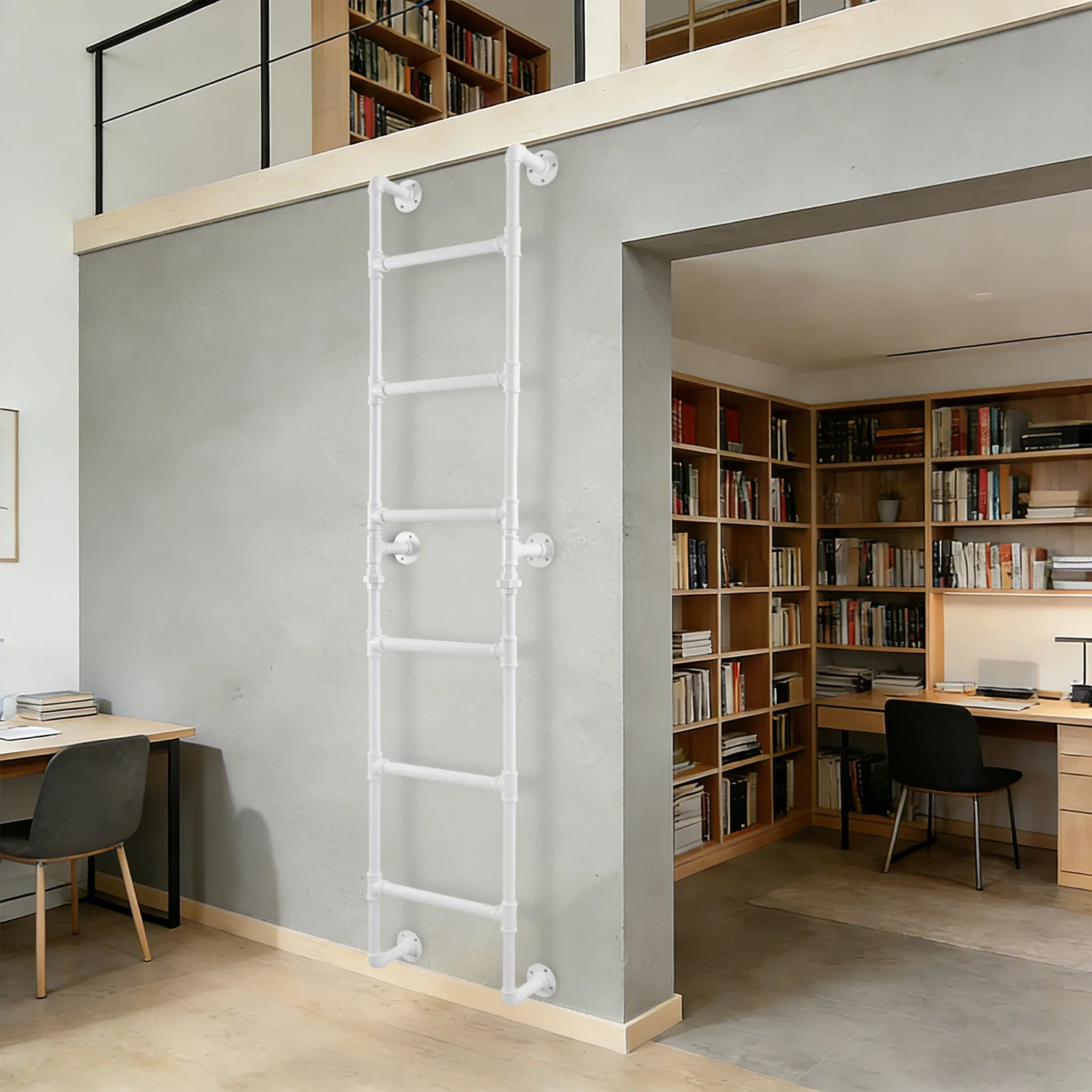 White 6-Rung Wall Mounted Step Ladder 195cm/76.8in Height - Durable Home Improvement Ladder for Easy Wall Access
White 6-Rung Wall Mounted Step Ladder 195cm/76.8in Height - Durable Home Improvement Ladder for Easy Wall Access