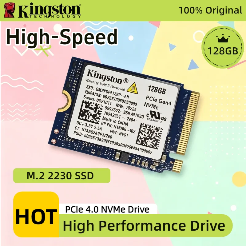 High Performance Storage Kingston OEM Package SSD 128GB M.2 2230 NVMe PCIe 4.0 Internal Solid State Drive Pro Max Unit
High Performance Storage Kingston OEM Package SSD 128GB M.2 2230 NVMe PCIe 4.0 Internal Solid State Drive Pro Max Unit