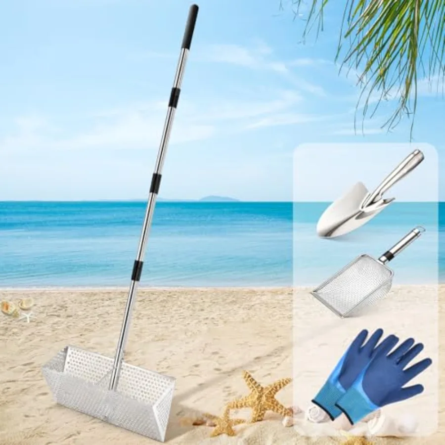 Sand Flea Rake Stainless Steel Sand Sifter Shark Tooth Sifter with A 16-Inch Wide Drain Screen for Finding Fleas Shells and Sha
Sand Flea Rake Stainless Steel Sand Sifter Shark Tooth Sifter with A 16-Inch Wide Drain Screen for Finding Fleas Shells and Sha
