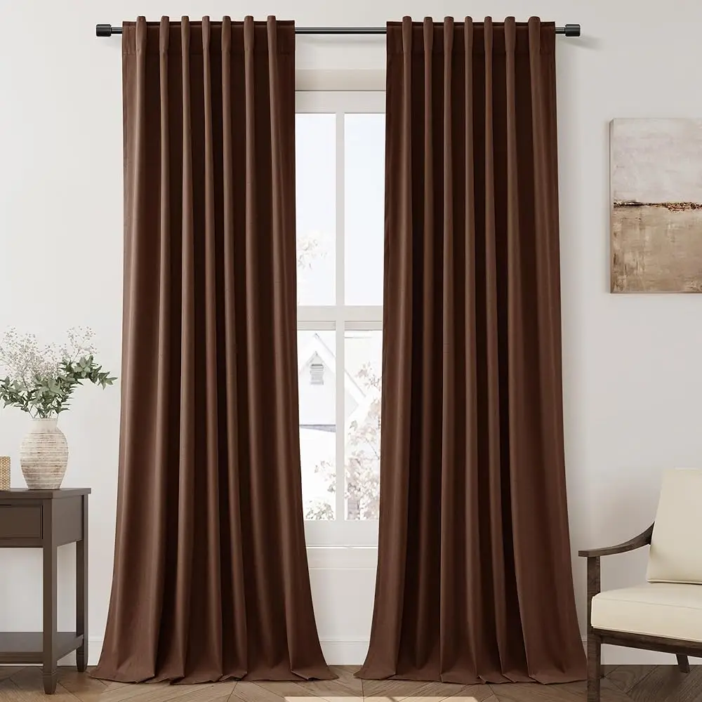 Rustic Brown 100% Blackout Linen Curtains 96 Inches Long for Bedroom Back Tab Thermal Insulated Rustic Farmhouse Decor Black
Rustic Brown 100% Blackout Linen Curtains 96 Inches Long for Bedroom Back Tab Thermal Insulated Rustic Farmhouse Decor Black