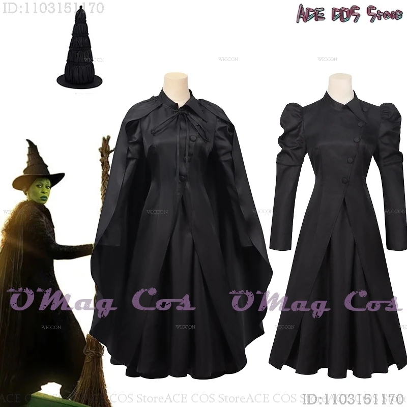 Костюмы ведьм для косплея Wicked Elphaba, одежда, вечерние плащ из фильма, костюм для ролевых игр, черная накидка, платье, бальное платье, халат, шляпа 
Костюмы ведьм для косплея Wicked Elphaba, одежда, вечерние плащ из фильма, костюм для ролевых игр, черная накидка, платье, бальное платье, халат, шляпа