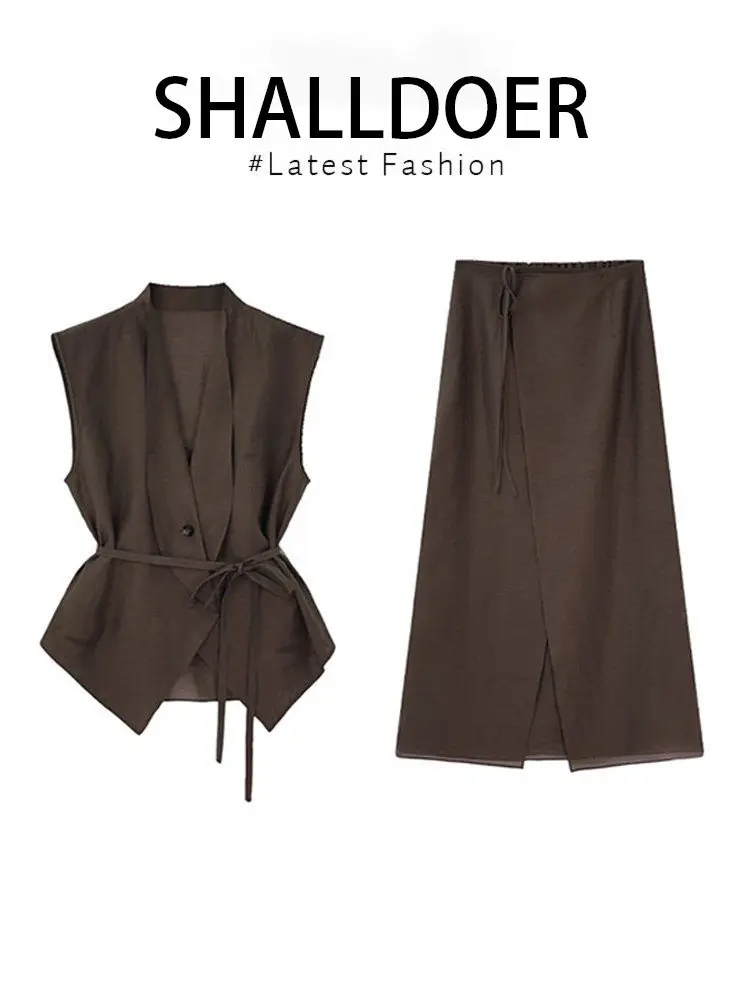Retro Hong Kong Style Women's Fashion Set Summer 2026 Sleeveless Tie Waist Skirt Split Two-Piece Comfortable Casual Wear
Retro Hong Kong Style Women's Fashion Set Summer 2026 Sleeveless Tie Waist Skirt Split Two-Piece Comfortable Casual Wear