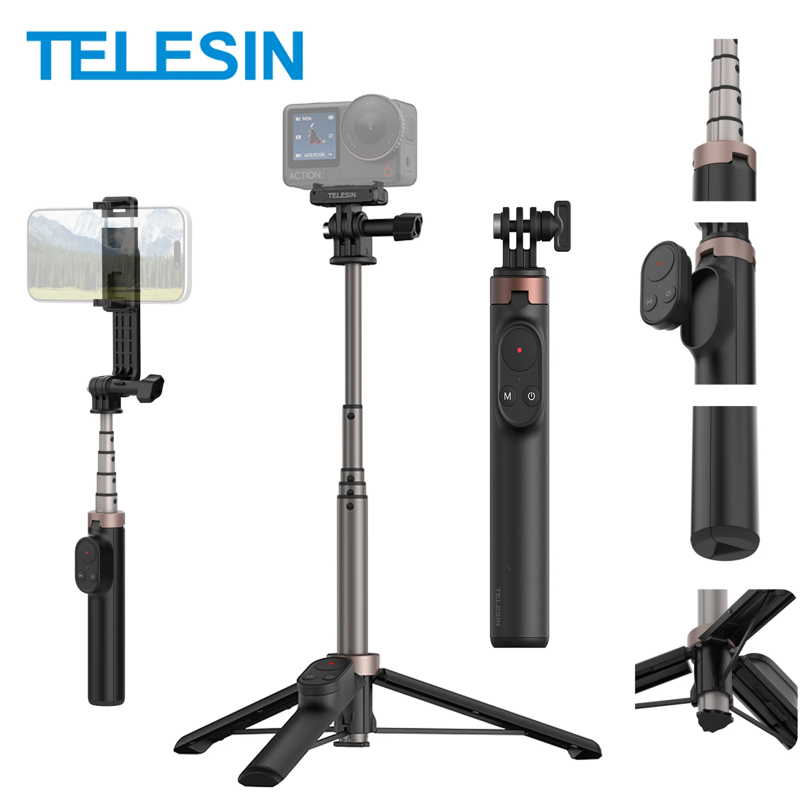 TELESIN Remote Control Wireless Bluetooth 0.6m Selfie Stick Tripod For DJI OSMO Action 6 5pro 4 Gopro 9 10 11 12 13 Smartphone
TELESIN Remote Control Wireless Bluetooth 0.6m Selfie Stick Tripod For DJI OSMO Action 6 5pro 4 Gopro 9 10 11 12 13 Smartphone