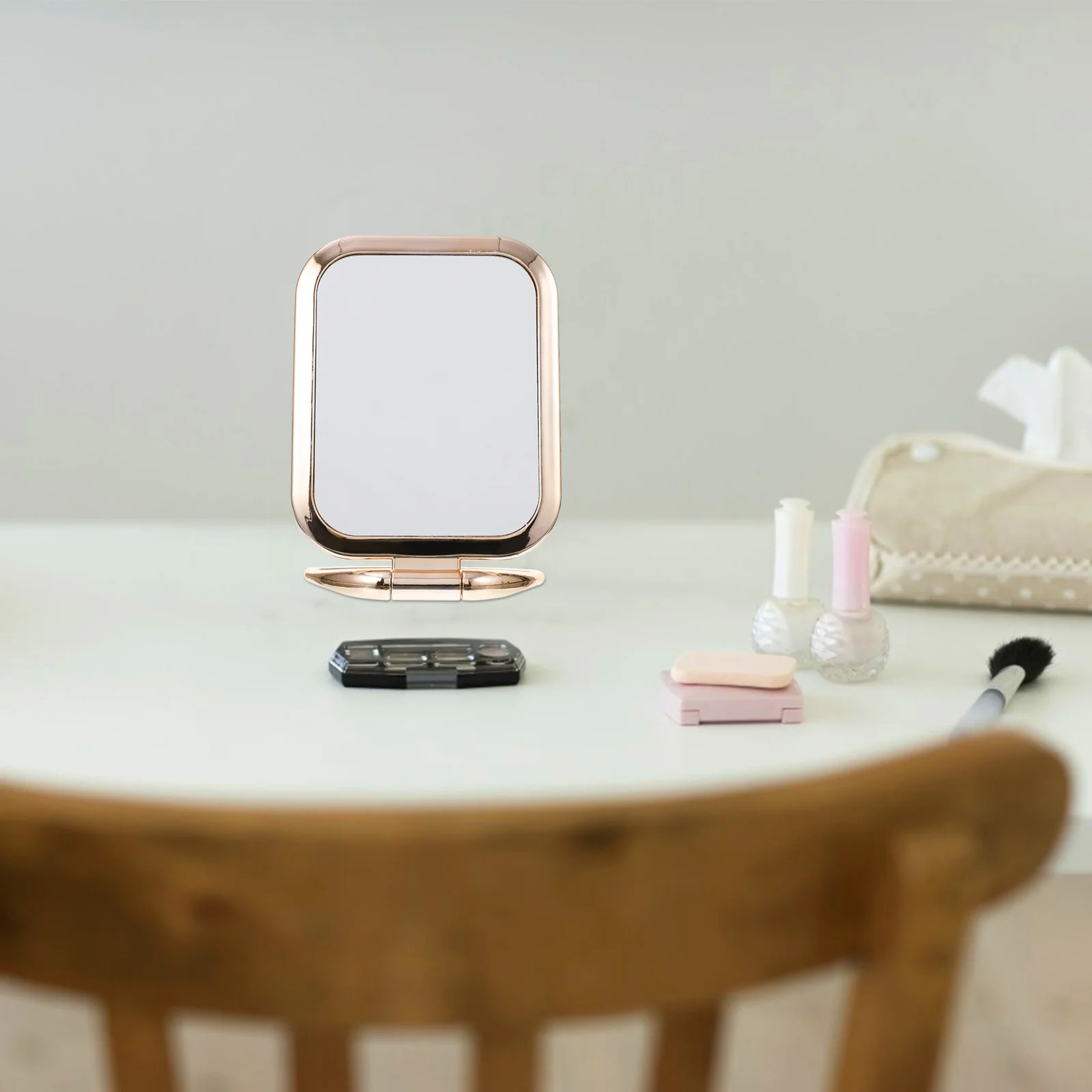 Compact Makeup Mirror Double Sided Folding Vanity Mirror Magnifying Function Space Saving for Bedroom Vanity Setup
Compact Makeup Mirror Double Sided Folding Vanity Mirror Magnifying Function Space Saving for Bedroom Vanity Setup