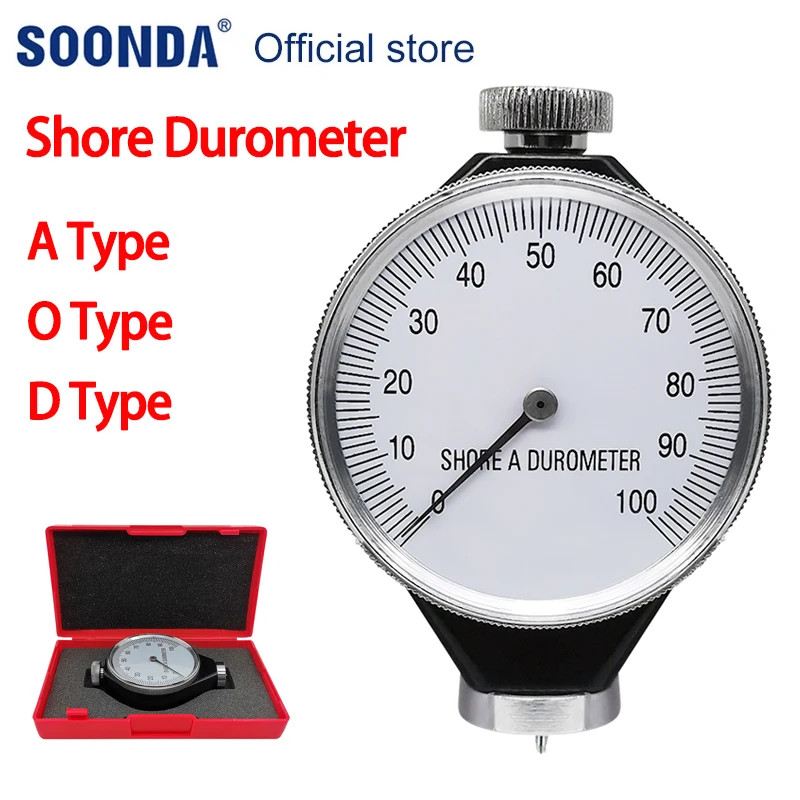 Dial Shore Hardness Tester Durometer A/O/D Type 100 HA Rubber Tire Hardness Tester Meter For Plastic Leather Rubber Multi-resin
Dial Shore Hardness Tester Durometer A/O/D Type 100 HA Rubber Tire Hardness Tester Meter For Plastic Leather Rubber Multi-resin