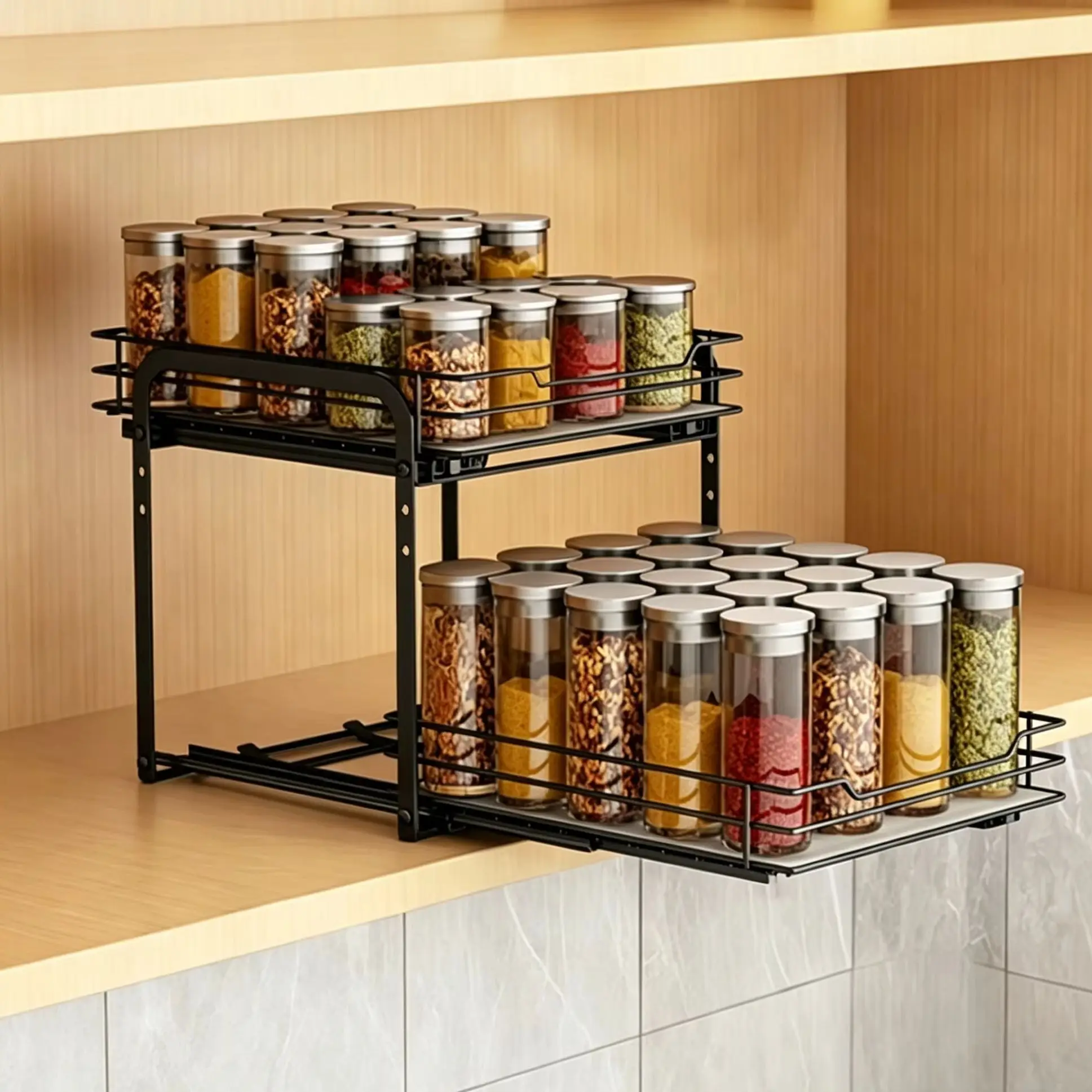 Pull Out Spice Rack Kitchen Cabinet Organizer, Sliding Seasoning Storage Shelf, Under Sink Drawer Type Narrow Cabinet Organizer
Pull Out Spice Rack Kitchen Cabinet Organizer, Sliding Seasoning Storage Shelf, Under Sink Drawer Type Narrow Cabinet Organizer