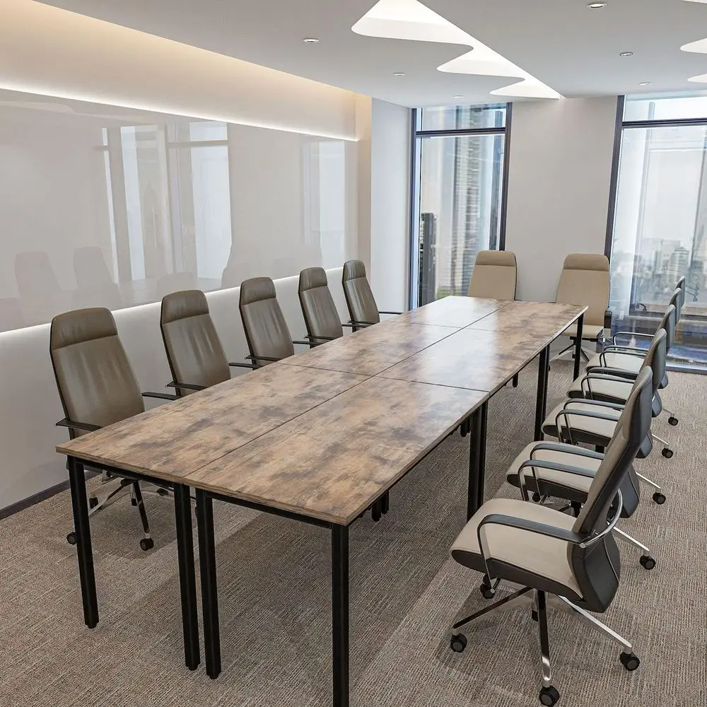 Vintage Brown Rustic 14-16 Person Meeting Table, Space-Saving Design for Office or Study, 6-Piece Set (165.3x47.2x29.5)
Vintage Brown Rustic 14-16 Person Meeting Table, Space-Saving Design for Office or Study, 6-Piece Set (165.3x47.2x29.5)