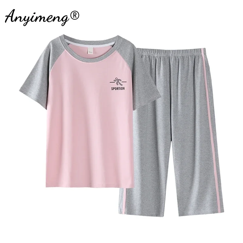 5XL Polyester Pajamas Set Summer Knee-length Pajamas Set for Women Kawaii Pink Pijamas for Girl Fashion Ladies Leisure Sleepwear
5XL Polyester Pajamas Set Summer Knee-length Pajamas Set for Women Kawaii Pink Pijamas for Girl Fashion Ladies Leisure Sleepwear