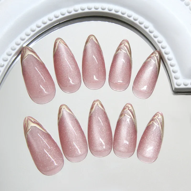 24Pcs Metallic Cat Eye French Sheer Manicure Tip Art Textured 3D Acrylic False Nails Nude Pink Almond Medium Press on Fake Nails
24Pcs Metallic Cat Eye French Sheer Manicure Tip Art Textured 3D Acrylic False Nails Nude Pink Almond Medium Press on Fake Nails
