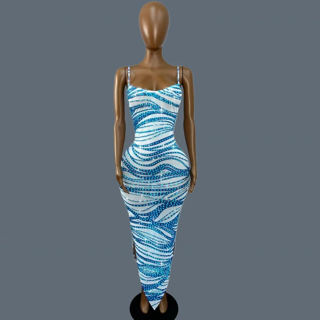 New Blue Wave Sparkly Rhinestone Sheer Mesh Maxi Dress Women Spaghetti Strap Asymmetrical Celebrate Party Summer Gown Zongheng
New Blue Wave Sparkly Rhinestone Sheer Mesh Maxi Dress Women Spaghetti Strap Asymmetrical Celebrate Party Summer Gown Zongheng