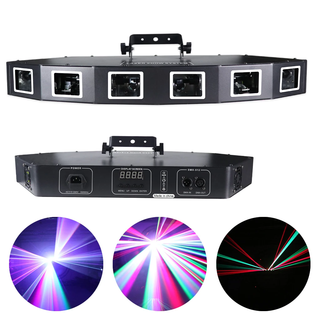 6 Eyes 3NI1 Laser RGB Projector DMX512 Sound Activated Effect Home Party Lights DJ Controller Disco Stage Lighting For KTV Club
6 Eyes 3NI1 Laser RGB Projector DMX512 Sound Activated Effect Home Party Lights DJ Controller Disco Stage Lighting For KTV Club