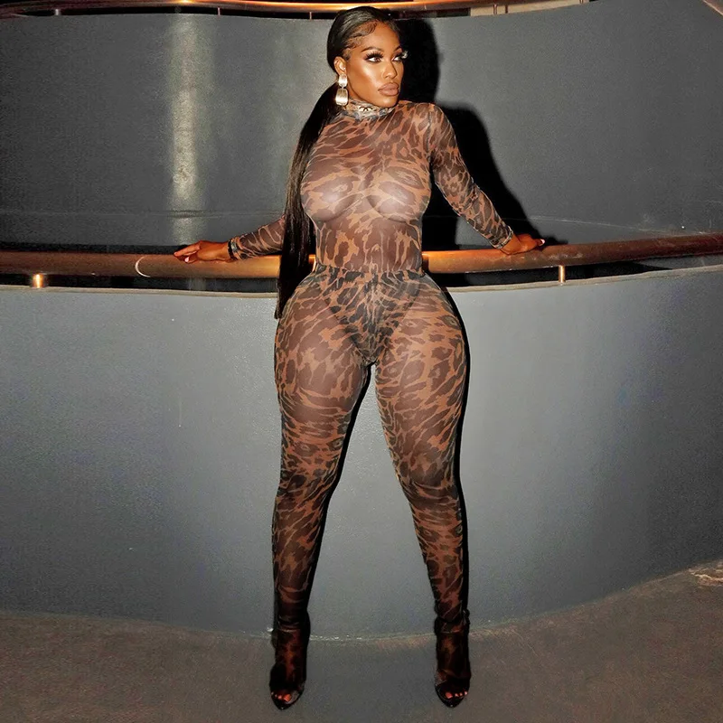 Women Sexy Leopard Print See Through Mesh 2 Piece Set Turtleneck Long Sleeve Bodysuit Tops + Footed Leggings Pants Clubwear Suit
Women Sexy Leopard Print See Through Mesh 2 Piece Set Turtleneck Long Sleeve Bodysuit Tops + Footed Leggings Pants Clubwear Suit