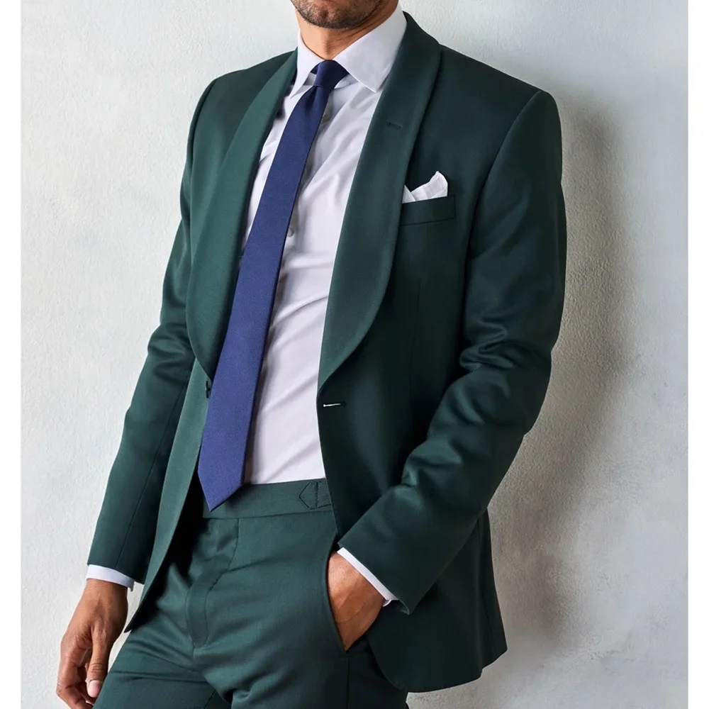 Men Suits Dark Green Elegant Shawl Lapel Single Button Solid Outfits 2 Piece Fashion Groom Wedding Party Prom Male Suit Slim
Men Suits Dark Green Elegant Shawl Lapel Single Button Solid Outfits 2 Piece Fashion Groom Wedding Party Prom Male Suit Slim