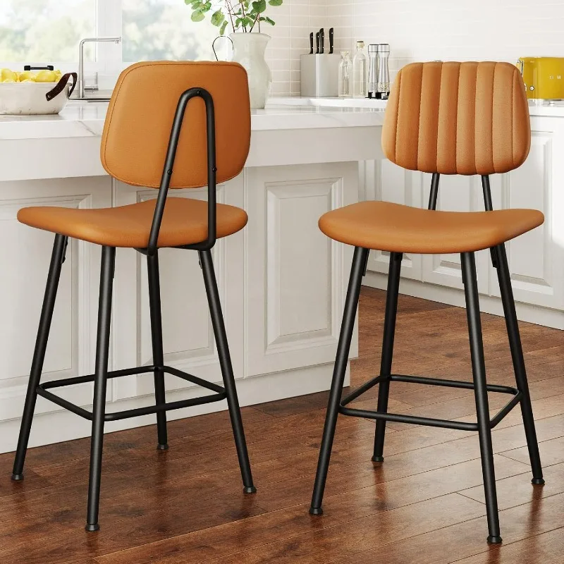 Bar Stools Set of 2, 24.6In Counter Height Barstools, High Backrest Faux Leather Upholstered Counter Stools w/Armless Footrest
Bar Stools Set of 2, 24.6In Counter Height Barstools, High Backrest Faux Leather Upholstered Counter Stools w/Armless Footrest