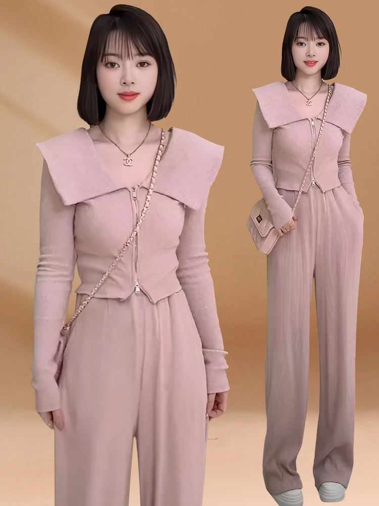 Fashionable Casual Sportswear Set Women's Pink Top Small Size Pants Spring Autumn Two-Piece Trendy Outfit Long Sleeve Zipper
Fashionable Casual Sportswear Set Women's Pink Top Small Size Pants Spring Autumn Two-Piece Trendy Outfit Long Sleeve Zipper