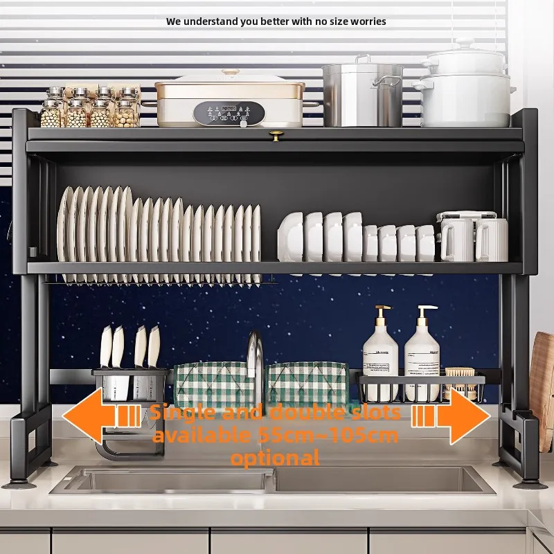 Double Layer 304 Stainless Steel Sink Dish Drainer Rack Dustproof Cabinet w/Thick Poles Spacious Utensil Holder Organizer
Double Layer 304 Stainless Steel Sink Dish Drainer Rack Dustproof Cabinet w/Thick Poles Spacious Utensil Holder Organizer