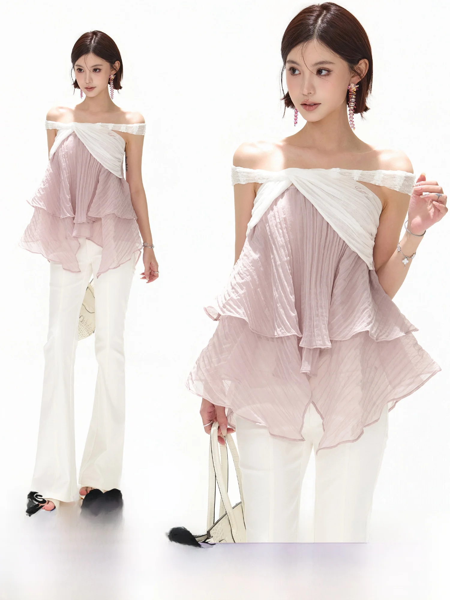 CYNR Original Design Sakura Spring Off-Shoulder Pleated Loose Tunic Top Women's Casual Style Nylon Cotton Blend Sleeveless
CYNR Original Design Sakura Spring Off-Shoulder Pleated Loose Tunic Top Women's Casual Style Nylon Cotton Blend Sleeveless