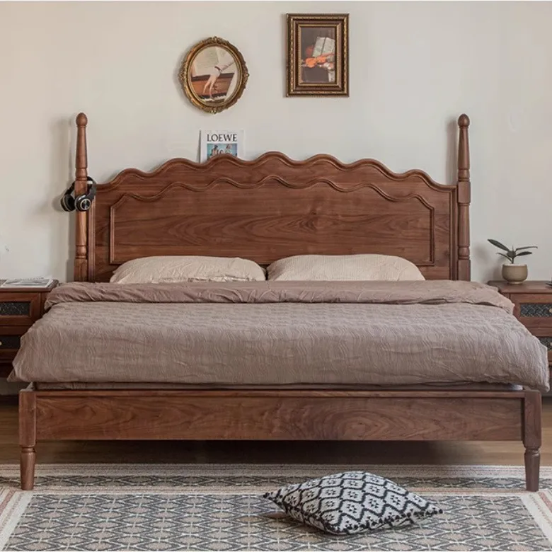 Customizable Vintage American Black Walnut French Simple Master Bedroom Wedding Bed Furniture Double Bed
Customizable Vintage American Black Walnut French Simple Master Bedroom Wedding Bed Furniture Double Bed