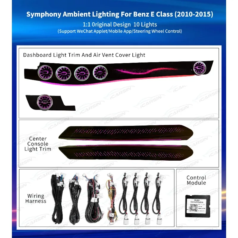 Upgrade 256 Colors LED Car Interior Ambient Light for Mercedes Benz E Class W212 2010-2015 Strip Accessories Decoration
Upgrade 256 Colors LED Car Interior Ambient Light for Mercedes Benz E Class W212 2010-2015 Strip Accessories Decoration