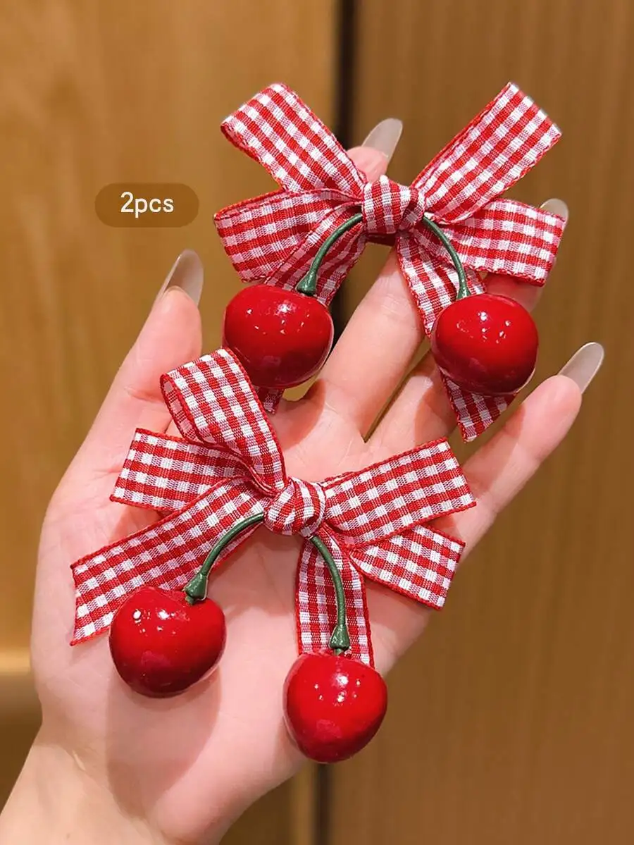 2Pcs Red White Gingham Bow 3D Cherry Hair Clips Sweet Fruit Side Hair Pins Girls Cute Hair Accessories
2Pcs Red White Gingham Bow 3D Cherry Hair Clips Sweet Fruit Side Hair Pins Girls Cute Hair Accessories