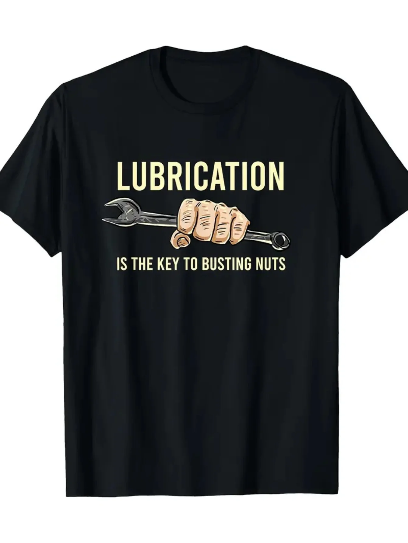 Men's Humorous Graphic T-Shirt - 100% Cotton, "Lubrication Is Key to Busting Nuts" Print, Black, Regular Fit, All-Season Comfort
Men's Humorous Graphic T-Shirt - 100% Cotton, "Lubrication Is Key to Busting Nuts" Print, Black, Regular Fit, All-Season Comfort