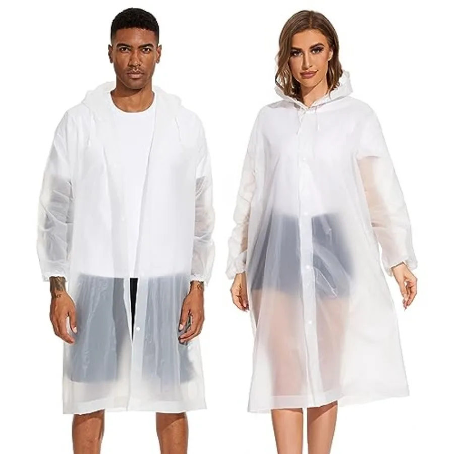 2-Pack Reusable Rain Ponchos for Adults - Hooded Raincoats for Women/Men with Drawstring
2-Pack Reusable Rain Ponchos for Adults - Hooded Raincoats for Women/Men with Drawstring