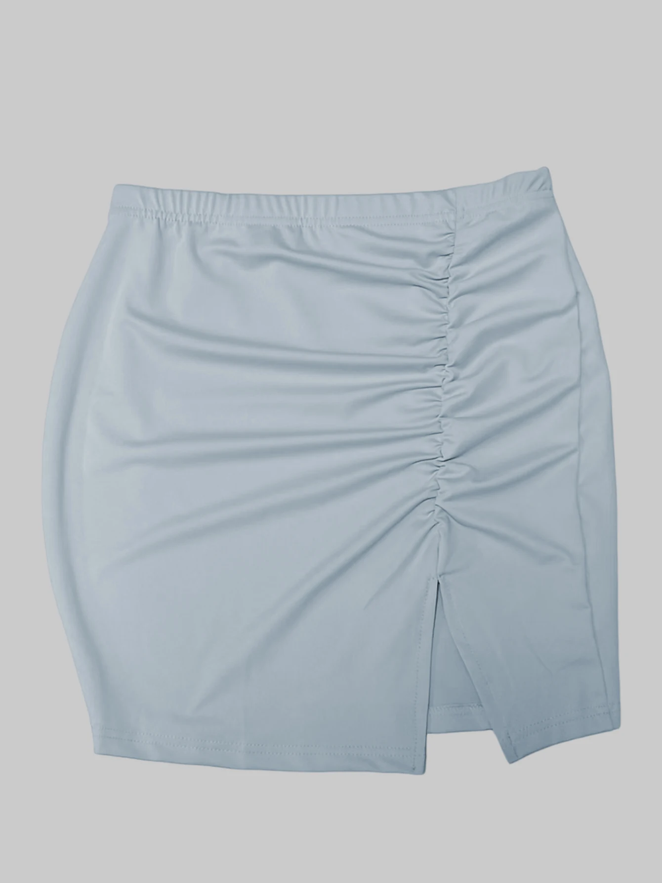 Women Light Greyish Blue High Waist Ruched Side Slit Bodycon Mini Skirt Casual Slim Fit Short Pencil Skirt For Daily Wear Street
Women Light Greyish Blue High Waist Ruched Side Slit Bodycon Mini Skirt Casual Slim Fit Short Pencil Skirt For Daily Wear Street